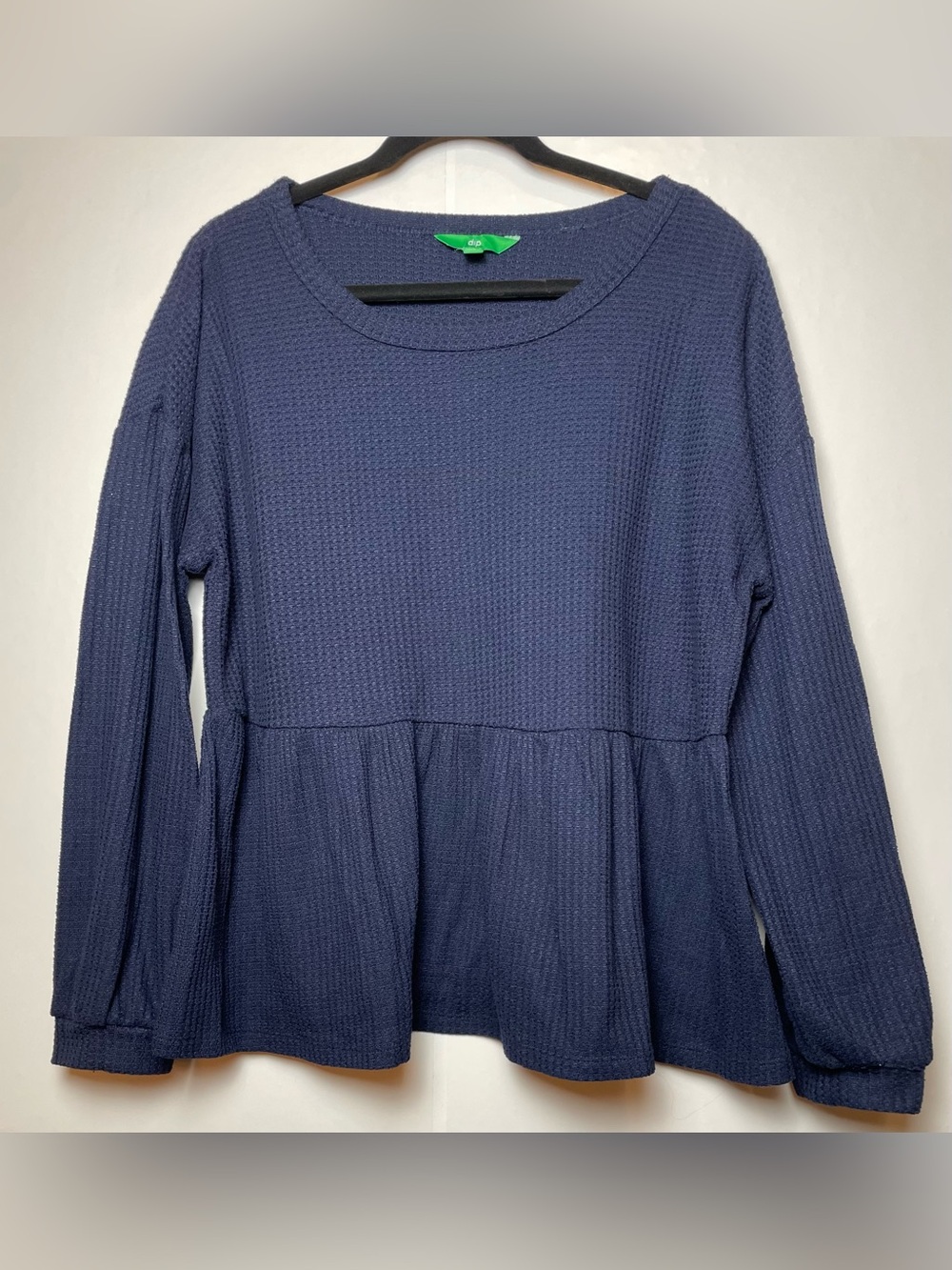 dip Navy Blue Waffle-Knit Peplum Tunic